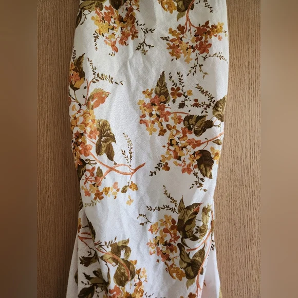 Reformation Cassette multi floral linen mock neck open back w/ruched waist  dress - www.rajagirimanappuram.com